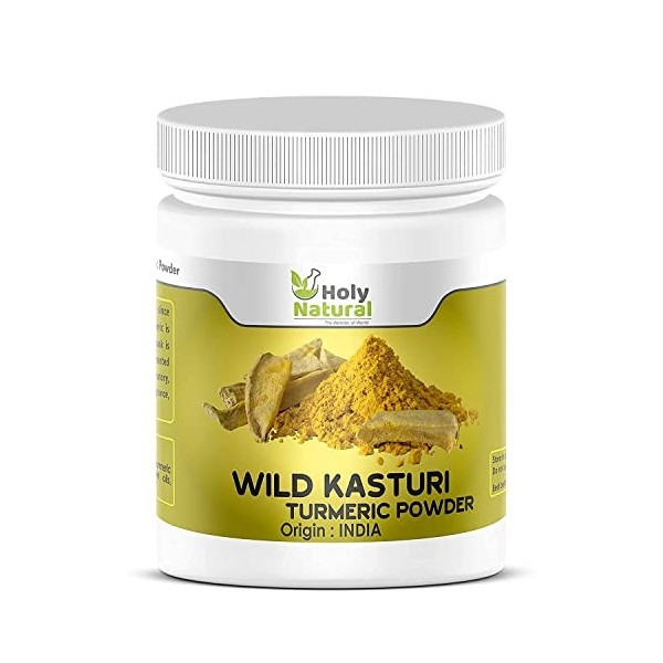 QURA Wild Kasturi Poudre de curcuma – 100 g pour le visage et la peau, Curcuma Aromatica/Jangli Haldi/Kasthuri Manjal