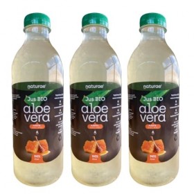 NATURAE Jus dAloe Vera BIO et Miel - 3 Unités de 1000 ml- Boisson Aloe Vera avec morceaux