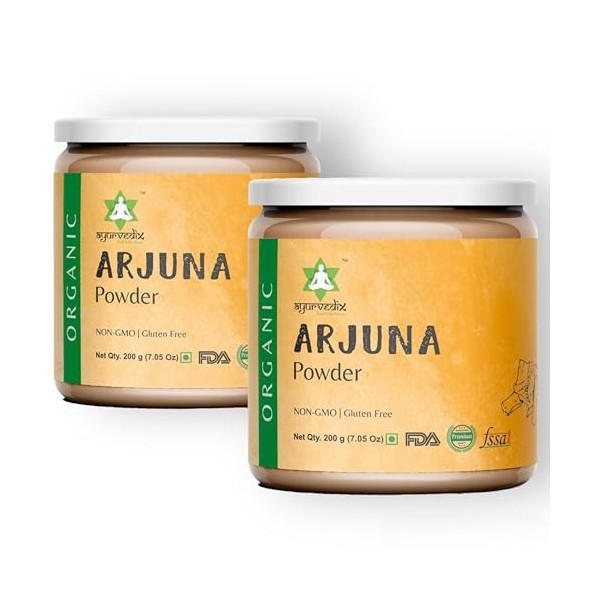 Ayurvedix Arjun ki Chaal Bio Poudre décorce dArjuna Fine Poudre 400g 200g x 2 