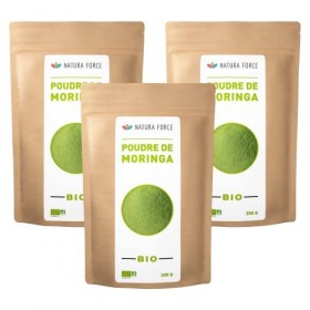NATURA FORCE - Poudre de Moringa Biologique et Naturelle - Haute Valeur Nutritionnelle - Energie - Carences - Contribue à Gar