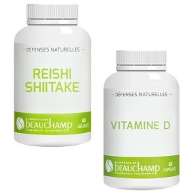 Laboratoire Beauchamp - Complément alimentaire PACK IMMUNITÉ - 60 capsules de VITAMINE D et 60 gélules de REISHI SHIITAKE - B
