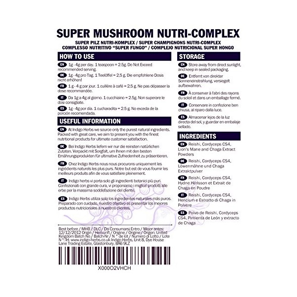 Super Mushroom Nutri-Complex - 250g Poudre de champignons médicinaux 