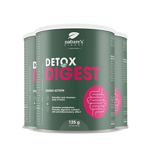 Natures Finest Detox Digest | Formule 2 en 1 pour une meilleure digestion et un corps purifié | Triple pouvoir détoxifiant d
