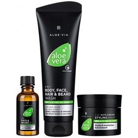 LR Aloe Vera Lot de 3 huiles de soin pour homme pour le visage et la barbe