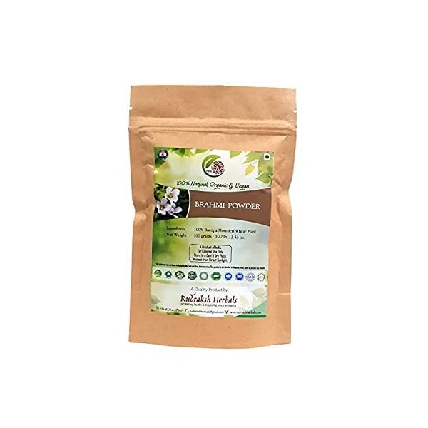 SMED Rudraksh Herbals Brahmi Poudre – 100 % plante Bacopa Monnieri 100 g 
