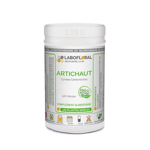 Artichaut Labofloral 500 gélules dosées à 260 mg - Complément alimentaire - Détox du foie, digestion, confort intestinal, éli