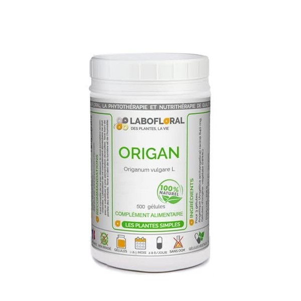 Origan Labofloral 500 gélules dosées à 250 mg - Complément alimentaire - digestion, respiration - Fabriqué en France