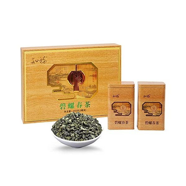 Thé Vert, 200 G de Thé Vert Bi Luo Chun, Coffret Cadeau, Produit dans la Montagne Dongting, Province du Jiangsu, Chine, avec 