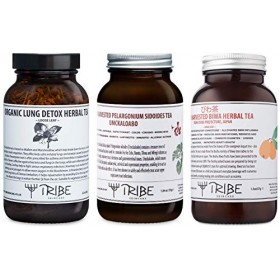 Tribe Skincare Kit de traitement respiratoire à base de plantes Détox pulmonaire biologique - Omckaloabo sauvage - Biwa réco