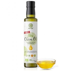 NurBio® Huile de chia bio 6 x 250 ml – Huile de chia vierge pressée à froid, huile végétale douce, acides gras oméga-3 63 %