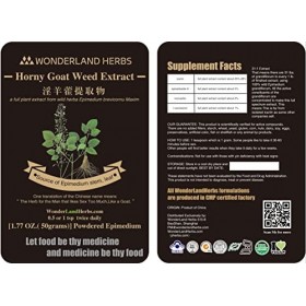 WonderLand Herbs Poudre dextrait dépimédium sauvage 50 g 50 g - Pureté 50 % dherbe dicariine
