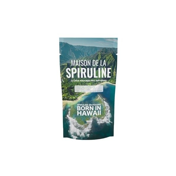 Spiruline sauvage dHawaï en poudre 500g | 100% Naturelle ! | Qualité contrôlée | Sport, Bien-être, Beauté | Cure de 5 mois