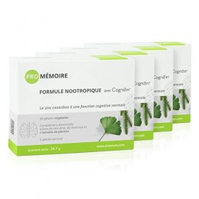 PRO MÉMOIRE * PACK 3+1 GRATUIT * 337 mg / 240 gélules * Cerveau mémoire 