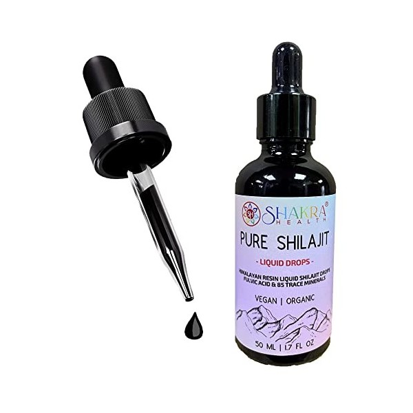 Pure SHILAJIT Gouttes liquides de lHimalaya 50 ml Authentique, végétalien, biologique, acide fulvique et oligo-minéral natur