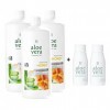 LR Lot de 3 flacons de gel à laloe vera Miel/miel 1000 ml + 2 bouteilles rotatives à laloe vera vides pour les déplacements