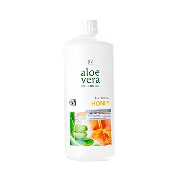 LR Lot de 3 flacons de gel à laloe vera Miel/miel 1000 ml + 2 bouteilles rotatives à laloe vera vides pour les déplacements