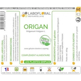 Origan Labofloral 1000 gélules dosées à 250 mg - Complément alimentaire - digestion, respiration - Fabriqué en France