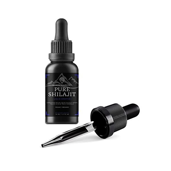 Black Diamond Gouttes liquides Shilajit de lHimalaya Haute résistance et pureté, authentique et acide fulvique pur et nature