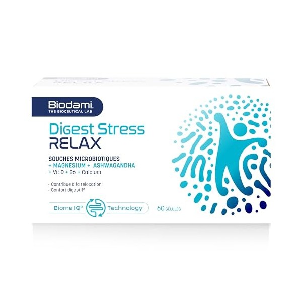 Biodami Digest Stress Relax | Complément Alimentaire pour la Relaxation | 60 Gélules | Magnésium | Avec de lextrait Premium 