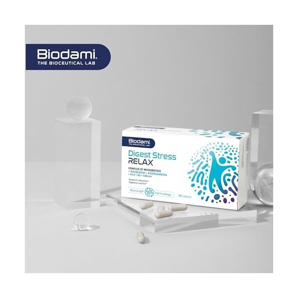 Biodami Digest Stress Relax | Complément Alimentaire pour la Relaxation | 60 Gélules | Magnésium | Avec de lextrait Premium 