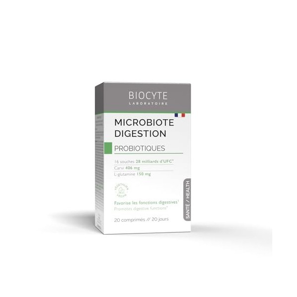 Biocyte - Microbiote Digestion - Favorise la digestion et les fonctions digestives grâce au carvi - 20 Comprimés