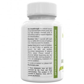 HCL Breakthrough - Supplément pour reflux acide - Source naturelle de chlorhydrate de bétaïne HCI - 100% végétarien, sans p