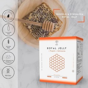 Gelee Royale Propolis Echinacea 200mg et Vitamine C. 60 Ampoule. Anti fatigue. Regain de Energie Vitale. Royal Honey Renforce