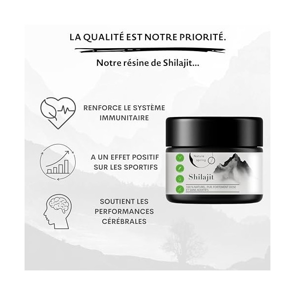 30 g de résine de Shilajit pure | +2 mois | Source himalayenne hautement concentrée en acides fulviques | Acides humiques et 