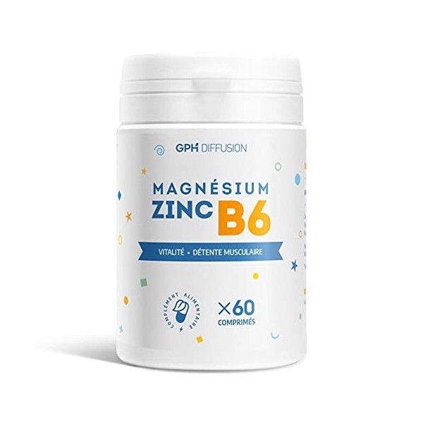 Magnésium + Zinc + B6 - Vitalité - Détente Musculaire - 60 comprimés - GPH DIFFUSION