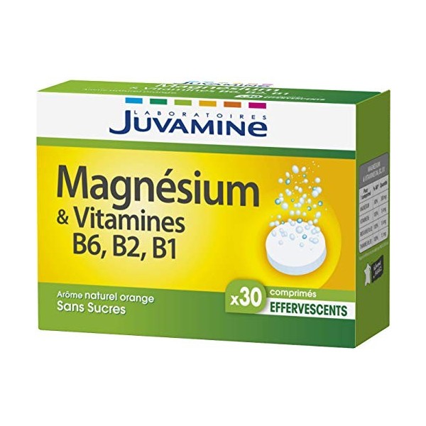 JUVAMINE - Magnésium + Vitamines B6, B2, B1 - Orange - 30 Comprimés Effervescents Lot de 2 