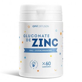 Gluconate de Zinc - 15 mg - 60 comprimés - Peau - Système Immunitaire - GPH Diffusion