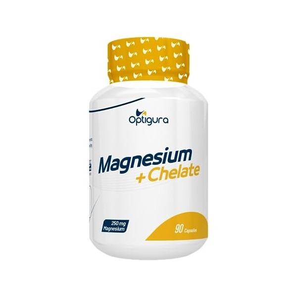 OPTIGURA - Magnesium+Chelate - Formule Ultra Dosée en Magnésium + Bisglycinate - 90 Gélules