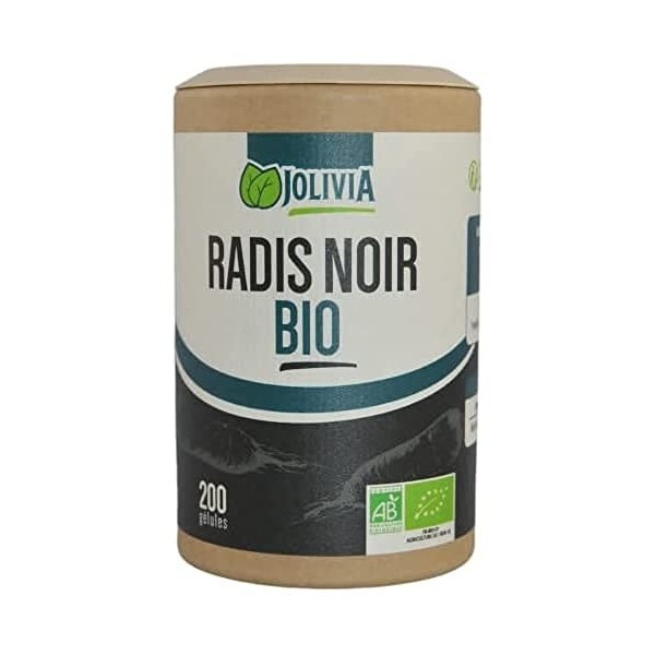 Radis Noir Bio - 200 gélules végétales de 270 mg | Format Gélule | Complément Alimentaire | Vegan | Fabriqué en France