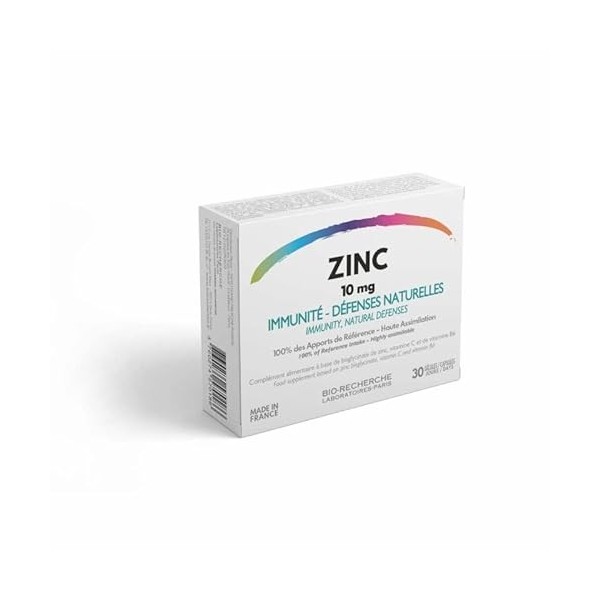 ZINC •10 mg • Complément Alimentaire Zinc & Vitamine B6 + C • Cure 1 mois / 30 gélules 1/j • Fabriqué en France