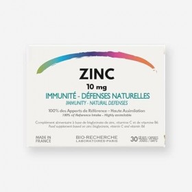 ZINC •10 mg • Complément Alimentaire Zinc & Vitamine B6 + C • Cure 1 mois / 30 gélules 1/j • Fabriqué en France