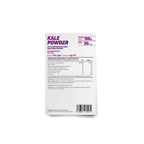 Kale en Poudre de HSN | 100% Naturel | Source de Fer Végétal | Avec de la fibre, du calcium, du potassium, du magnésium, du z