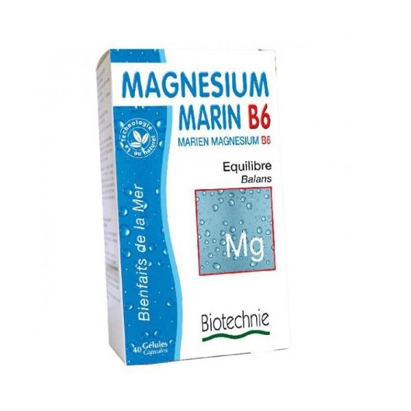 Biotechnie - Magnésium marin b6 - 40 capsules molles - Equilibre et bien-être