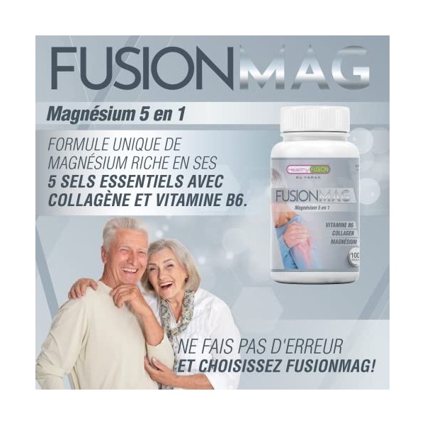 Healthy Fusion Magnesium Supplement | Traitement des muscles et des articulations | Avec collagène et vitamine B6 | 5 sels de