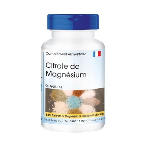 Fair & Pure® - Citrate de magnésium - 300 mg de magnésium pur par dose quotidienne - 90 gélules