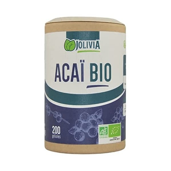 Açaï Bio - 200 gélules végétales de 300 mg | Format Gélule | Complément Alimentaire | Vegan | Fabriqué en France