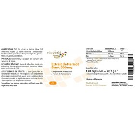 Vita World Extrait de Haricot Blanc 500mg 120 Capsules Made in Germany