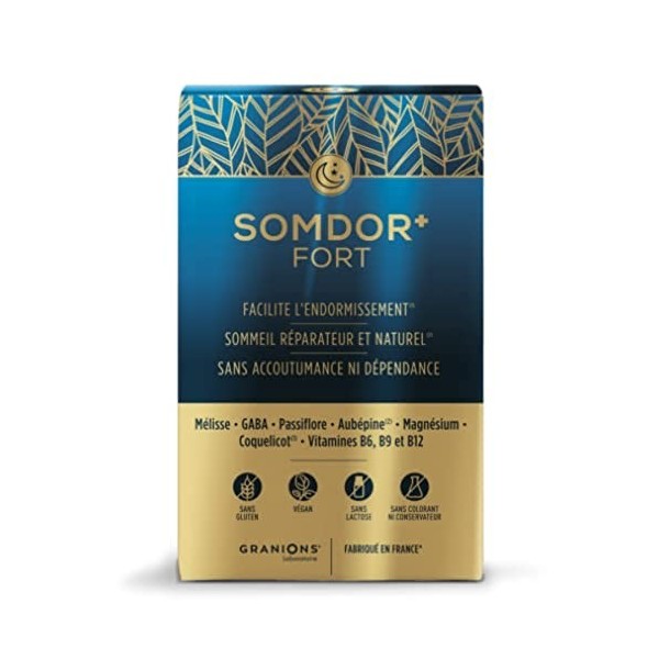 GRANIONS SOMDOR FORT pour un sommeil en or - Facilite lendormissement, apaisant et relaxant, sans accoutumance ni dépendance