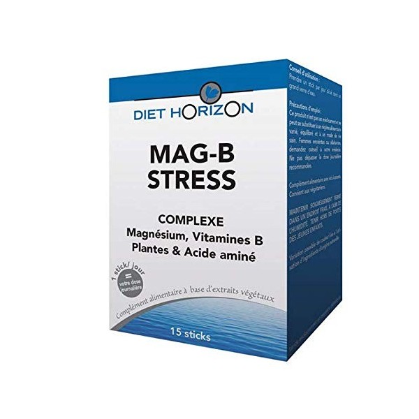 Mag-b Stress 15 Sticks Magnesium, Vitamine B, Rhodiola, Quinoa, Diet Horizon