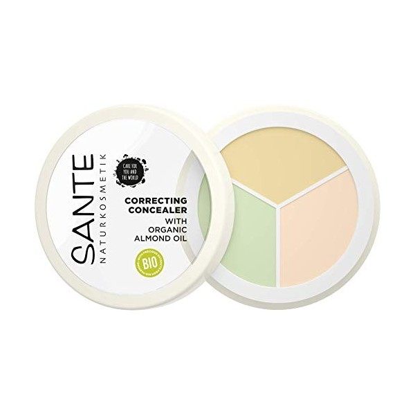 SANTE Naturkosmetik Correcting Concealer 3 en 1 3 nuances de couleurs pour couvrir les ombres et les imperfections, végétalie