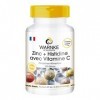 Zinc + Histidine + Vitamine C - dosage élevé - 300mg de Vitamine C & 10mg de Zinc par gélule - végétalien - 100 gélules | War