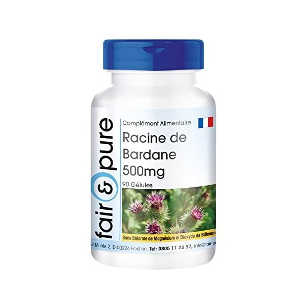 Fair & Pure® - Gélules de racine de bardane 500mg - 90 gélules - avec 15mg de zinc provenant de citrate de zinc organique - v