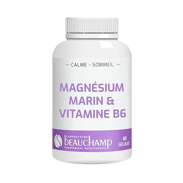 Laboratoire Beauchamp - Complément alimentaire MAGNESIUM MARIN & Vitamine B6-60 gélules - Contribue à léquilibre émotionnel 