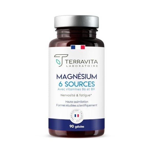 Magnésium 6 Sources dont Bisglycinate + Marin + Citrate | Efficacité Optimale contre Fatigue et Stress | 300 mg de Magnesium 