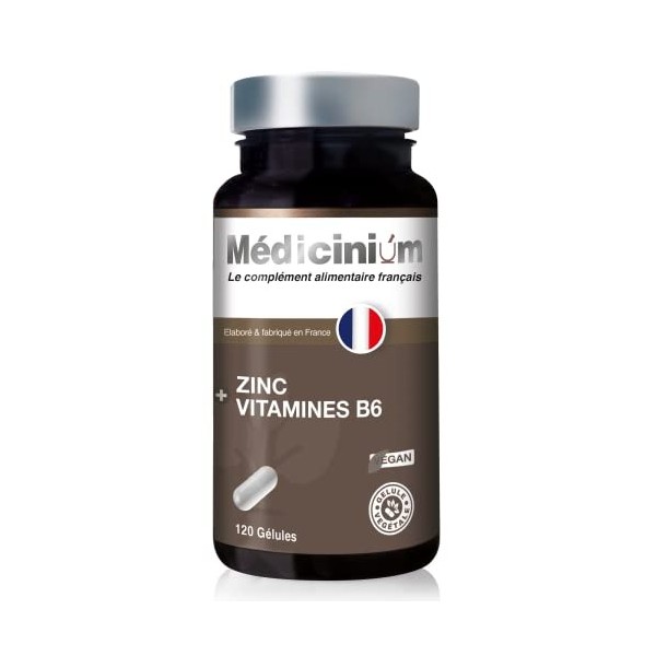 ZINC + vitamine B6 & E naturelle, 120 gélules, traitement de l’Acné à partir de 12 ans, renforcement du système immunitaire, 