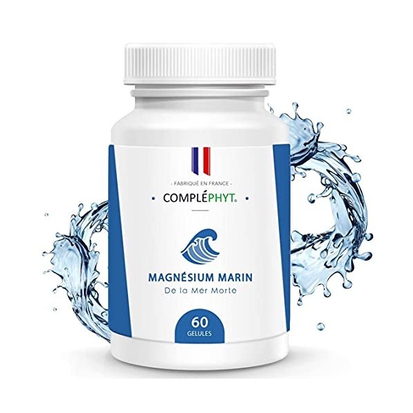 Magnésium Marin de la Mer Morte | Haute efficacité | Anti-fatigue, Anti-Stress | 60 Gélules de 300mg | Fabriqué en France